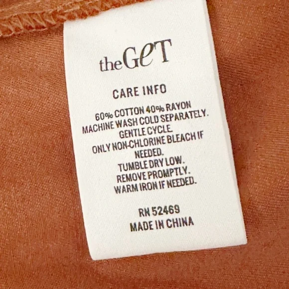 The Get Rust Tiered Midi Dress Long Puff Sleeve Belted Cotton Blend - Size Large - Picture 5 of 5